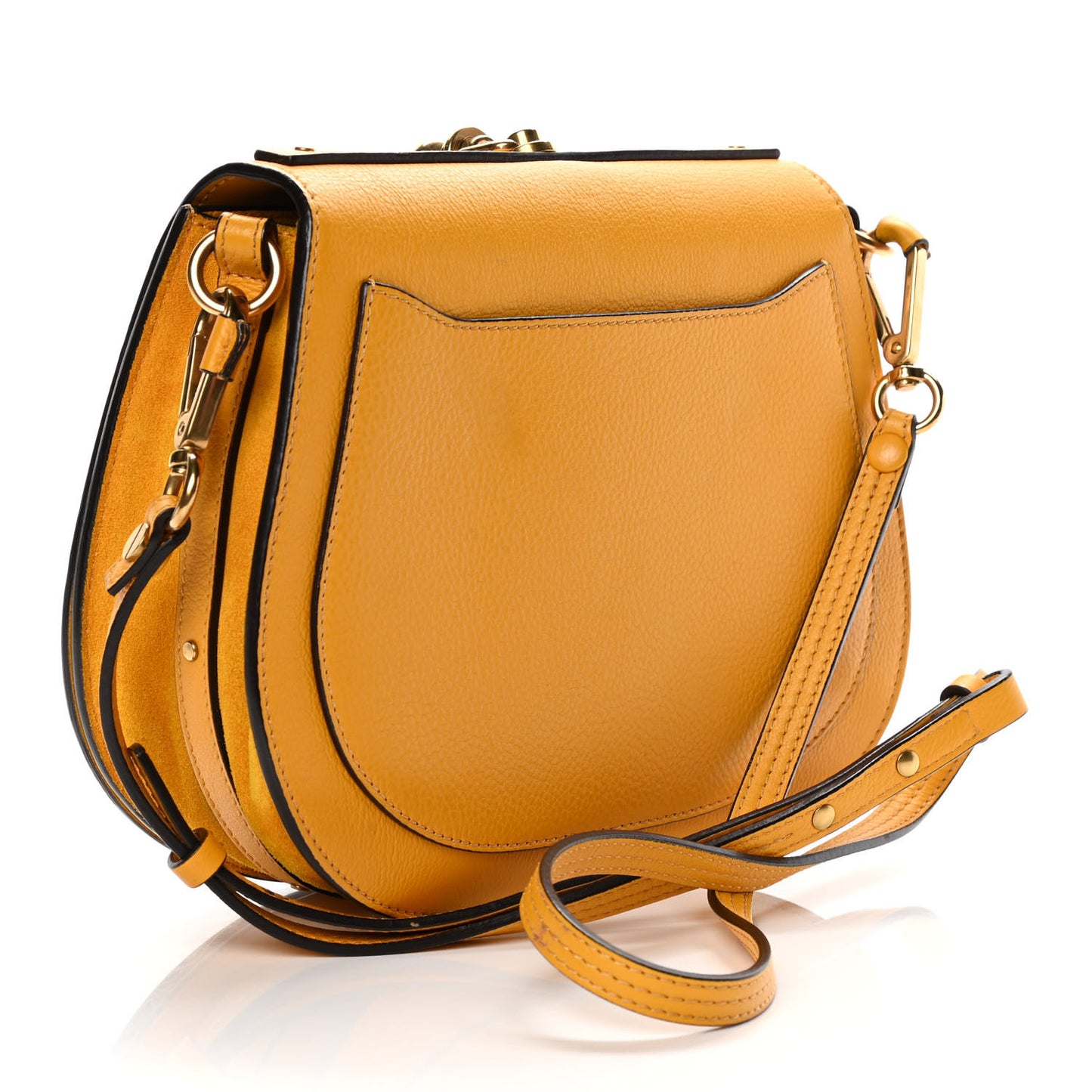 Calfskin Suede Medium Nile Bracelet Bag Dark Ochre