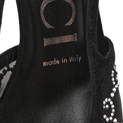 Gucci Tela Retino Kid Scamosciato Crystal GG Monogram Square G 35mm Slingback Pumps 37 Black 8 of 9