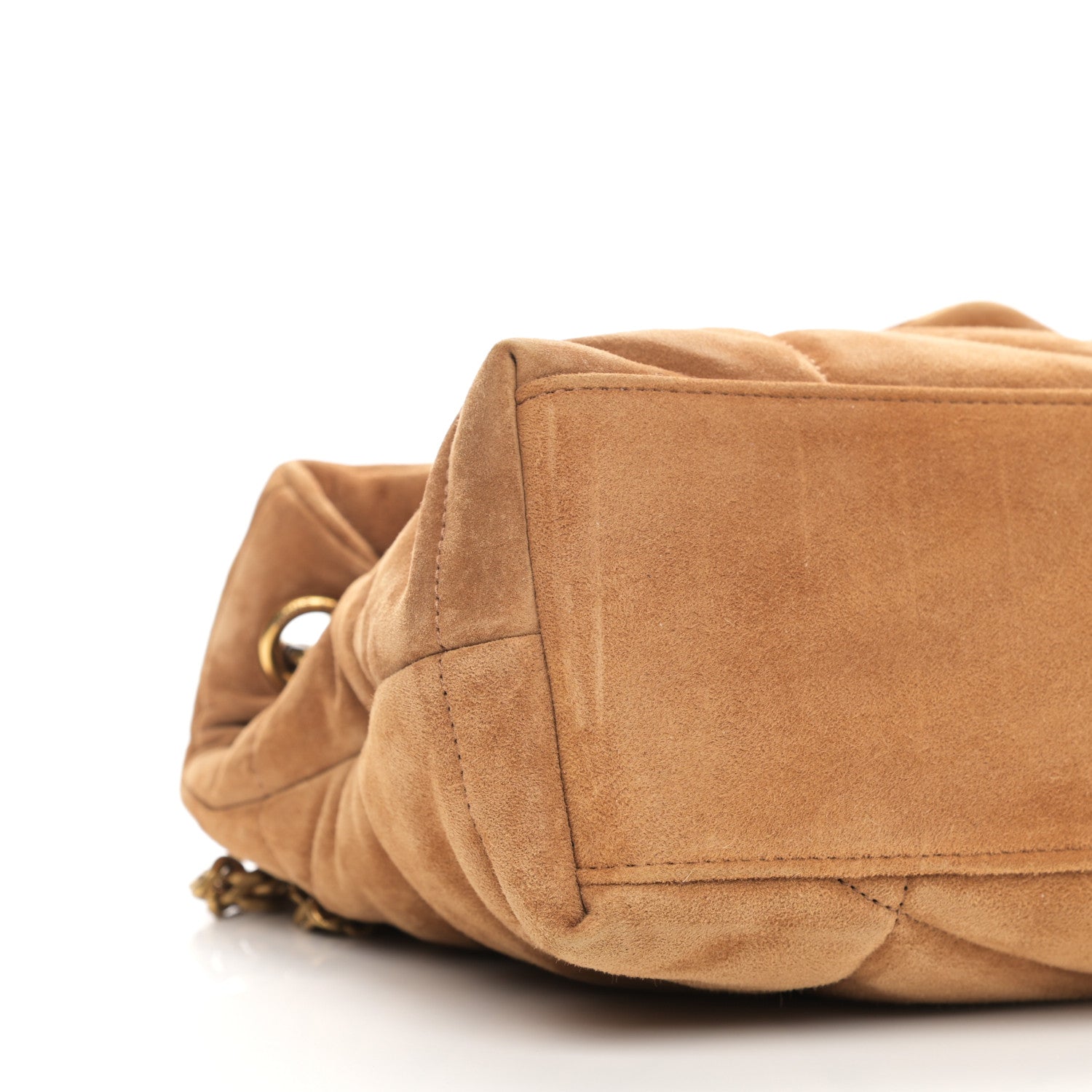 Saint Laurent Suede Calfskin Quilted Small Loulou Puffer Monogram Chain Satchel Cinnamon 9 of 10