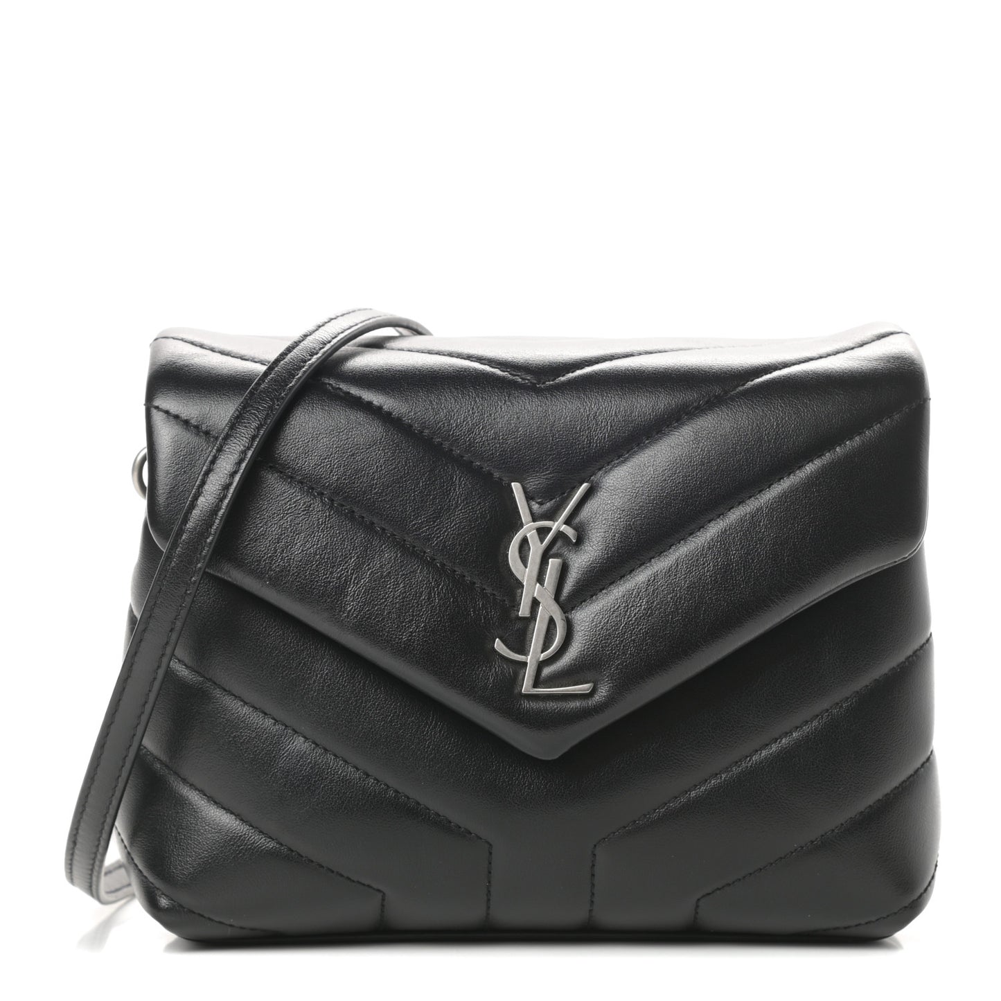 Calfskin Y Quilted Monogram Toy Loulou Crossbody Bag Black