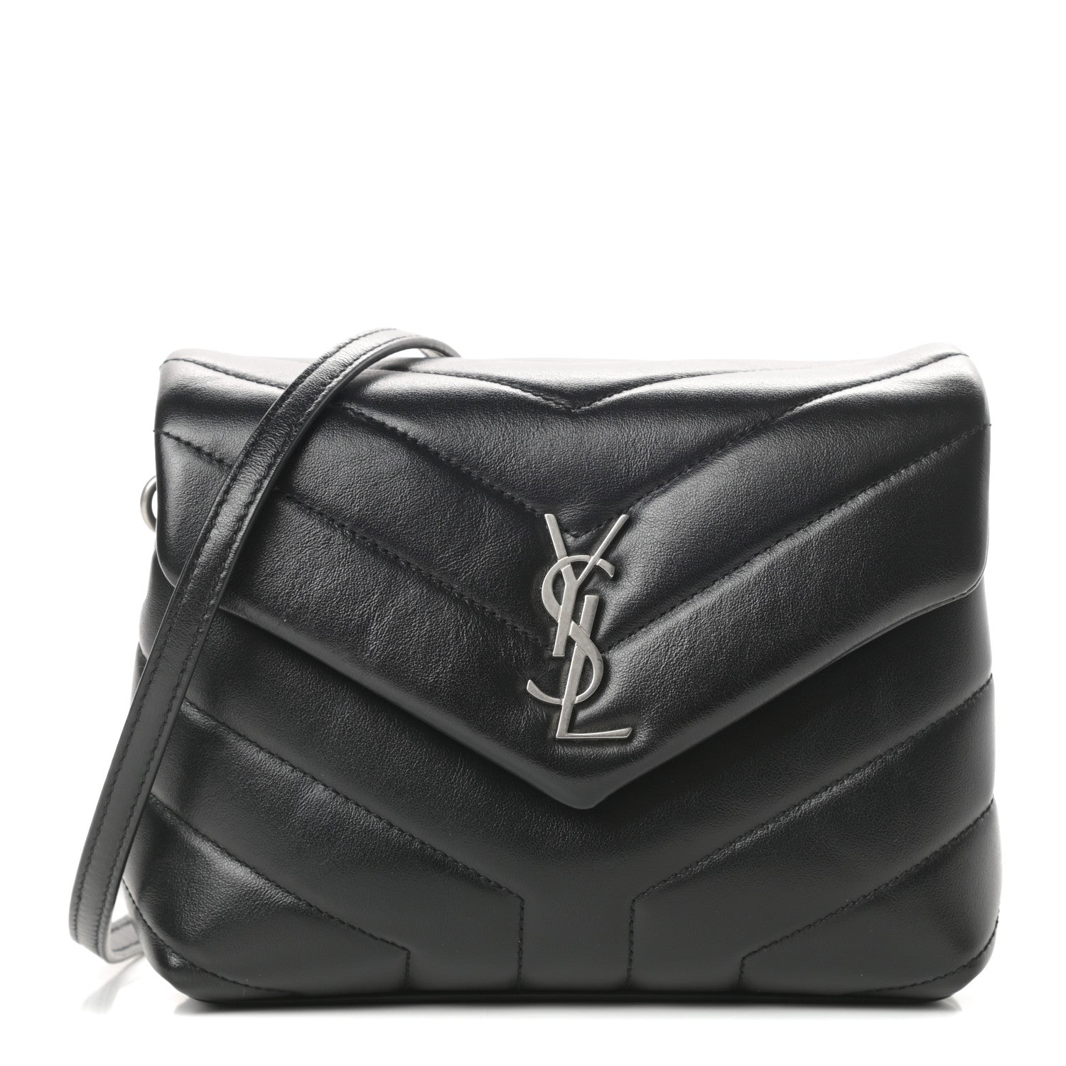 Saint Laurent Calfskin Y Quilted Monogram Toy Loulou Crossbody Bag Black 1 of 11