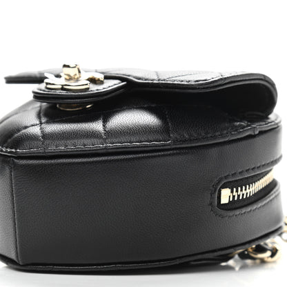 Chanel Lambskin Quilted CC In Love Heart Waist Belt Bag With Chain Black 10 of 11
