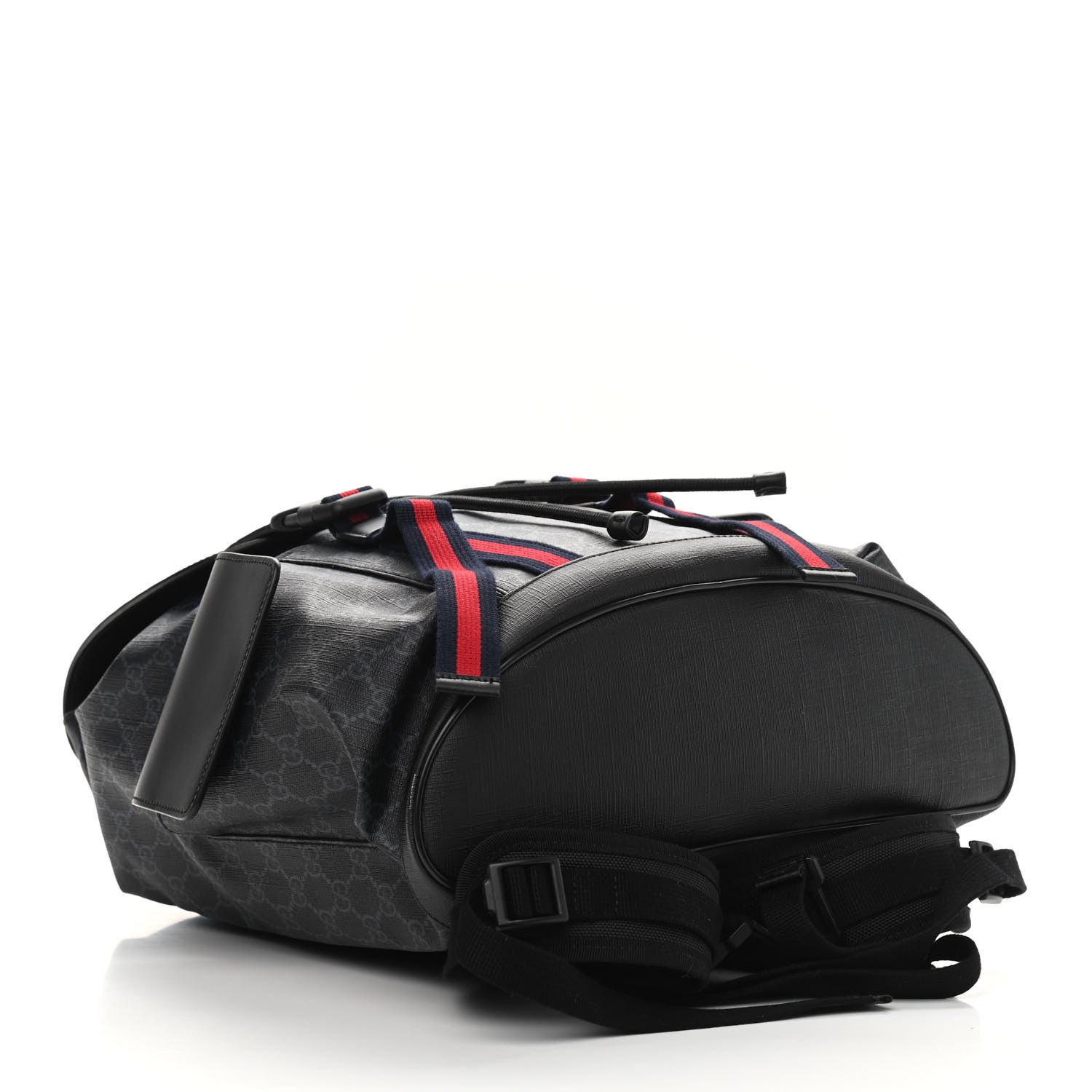 Gucci Soft GG Supreme Monogram Appia Calfskin Web Double Buckle Backpack Black 4 of 10