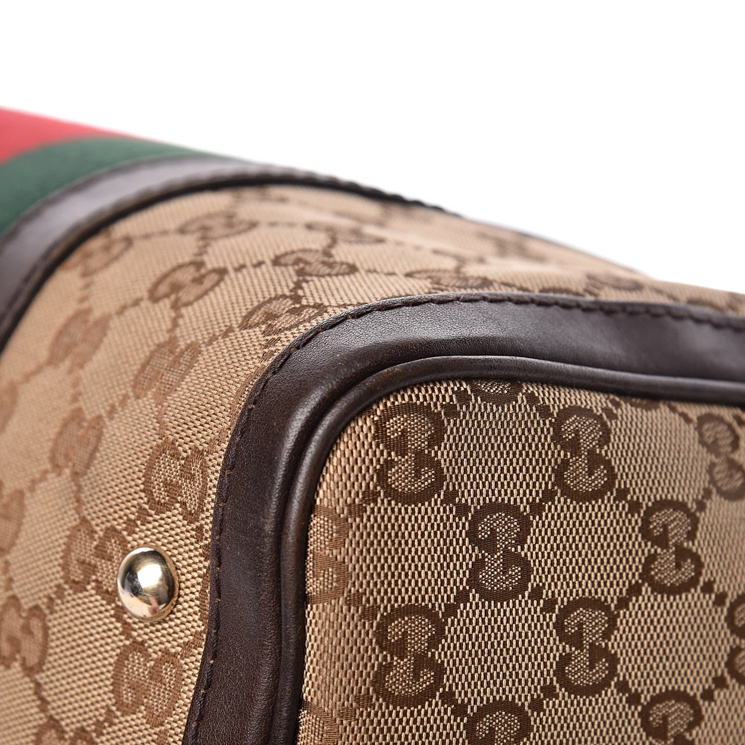 Gucci Monogram Vintage Web Medium Boston Dark Brown 17 of 24