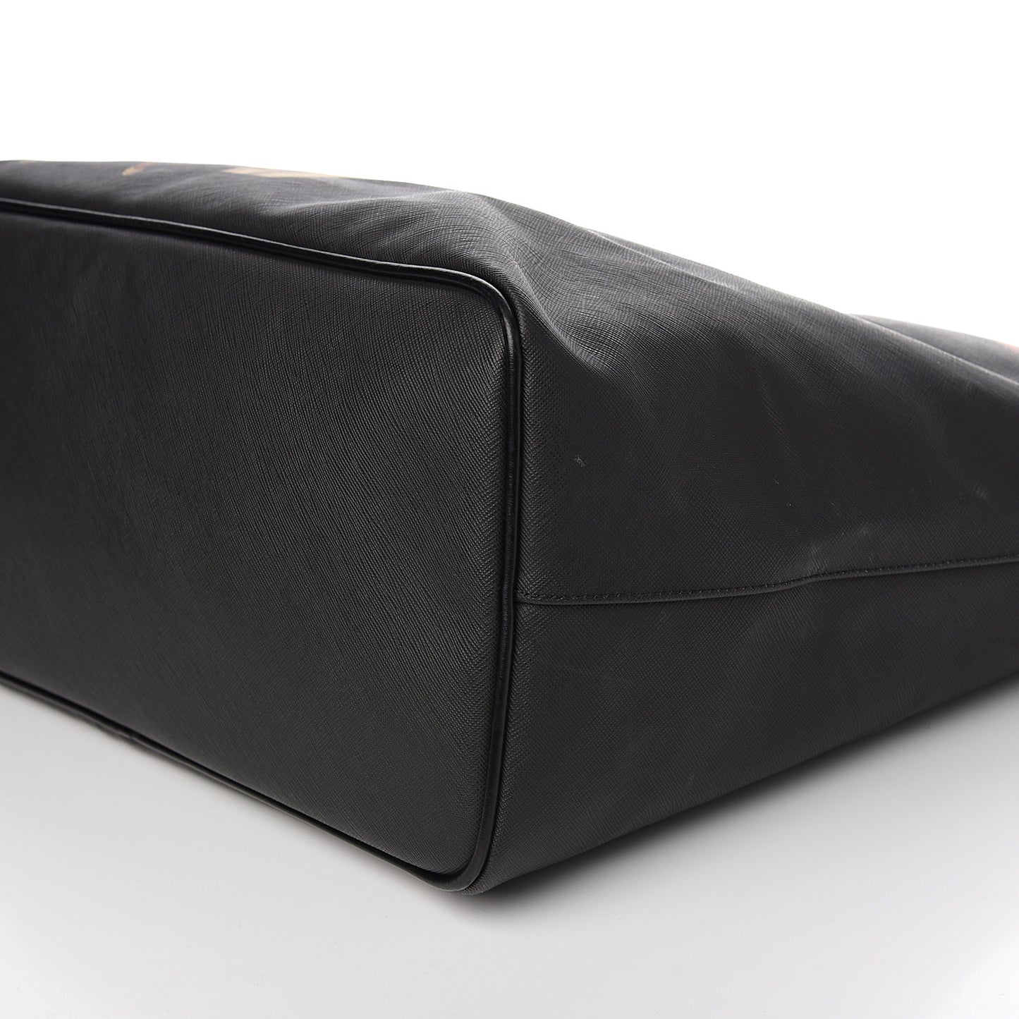 Textured Coated Canvas Bambi Print Large Antigona Tote Black