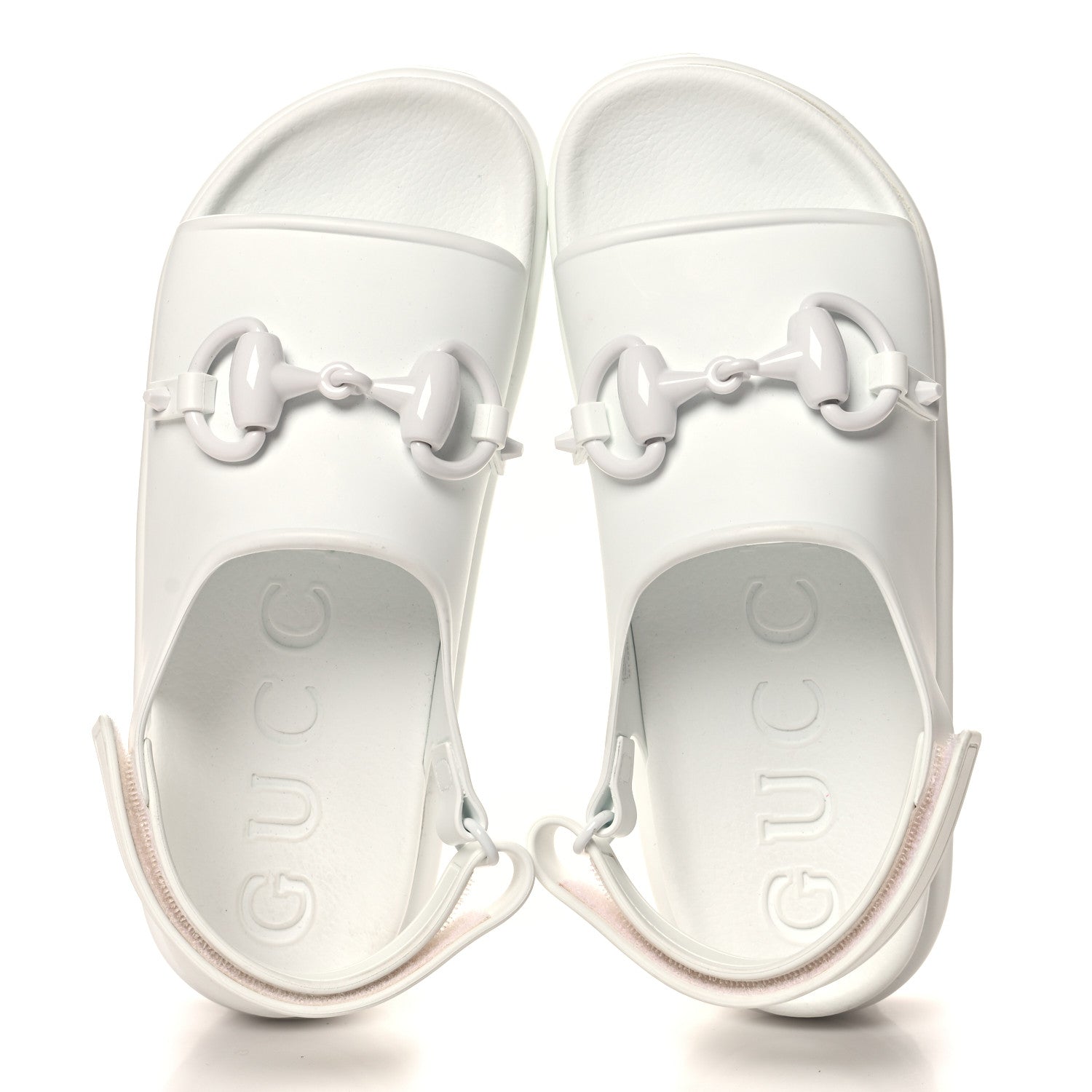 Gucci Soft Rubber Horsebit Touch Womens Strapped Sandals 39 Great White 2 of 9