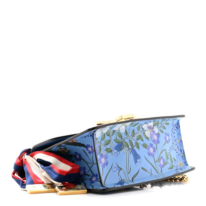 Gucci Shangai Calfskin Web New Flora Mini Sylvie Chain Shoulder Bag Azure 4 of 11