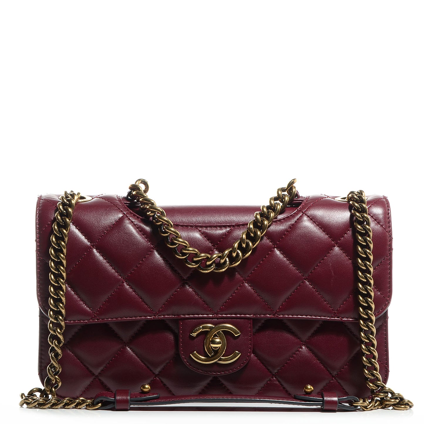 Calfskin Perfect Edge Medium Flap Burgundy