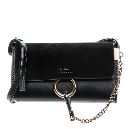 Chloe Suede Calfskin Mini Faye Shoulder Bag Black 1 of 8