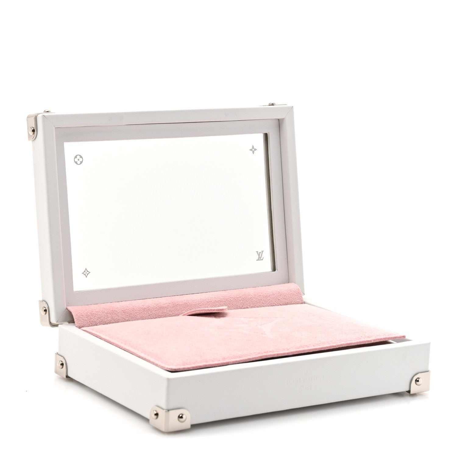 Louis Vuitton Calfskin Mirror Monogram Etched Jewelry Box Trunksu White 5 of 8