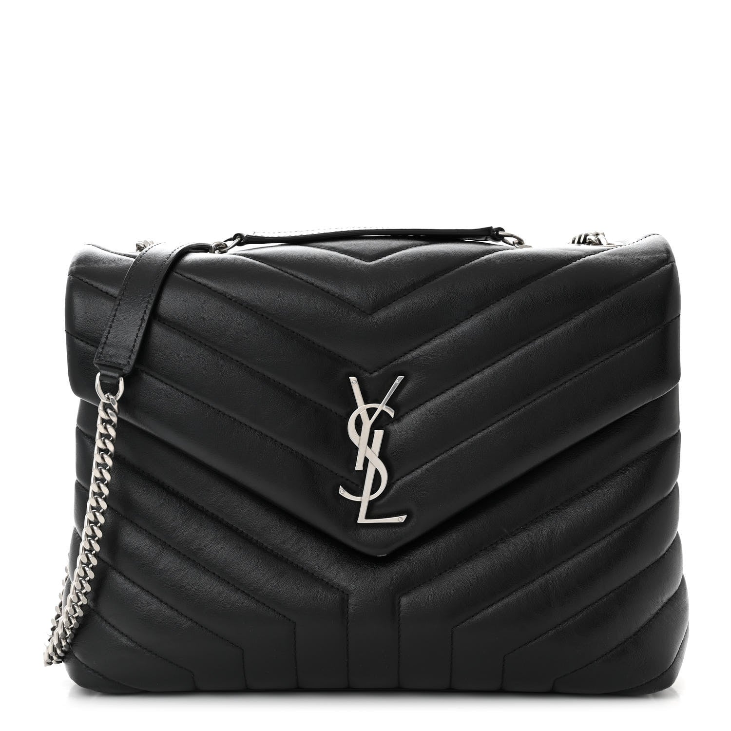 Saint Laurent Calfskin Y Quilted Monogram Medium Loulou Chain Satchel Black 1 of 10