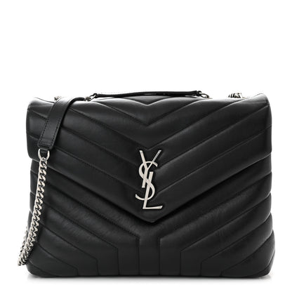 Saint Laurent Calfskin Y Quilted Monogram Medium Loulou Chain Satchel Black 1 of 10