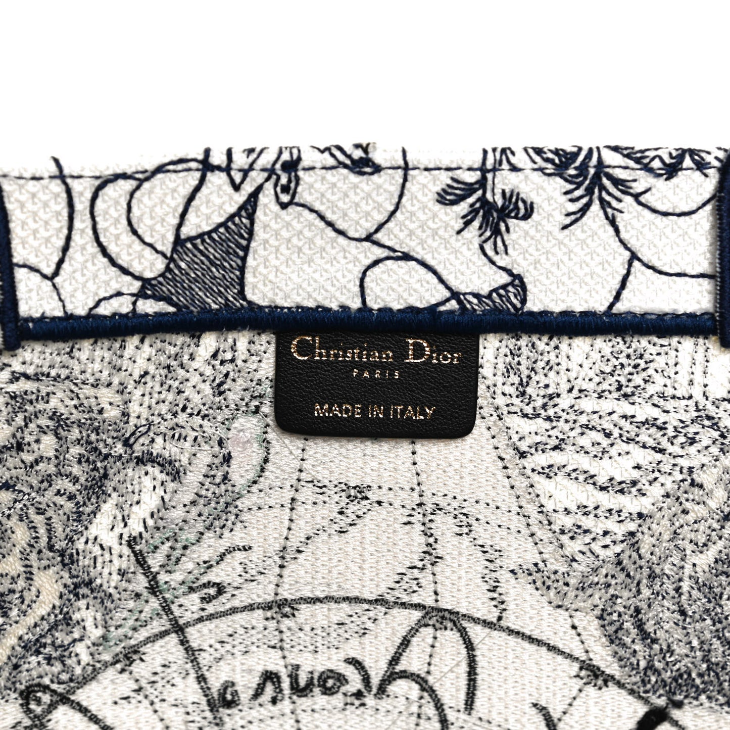 Canvas Embroidered Large Around The World Book Tote Blue