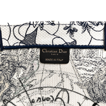 Christian Dior Canvas Embroidered Large Around The World Book Tote Blue 6 of 10