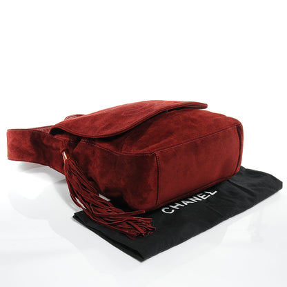 Chanel Suede Tassel CC Shoulder Bag Red 4 of 7