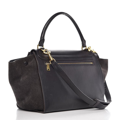 Celine Smooth Calfskin Suede Medium Trapeze Black 4 of 9