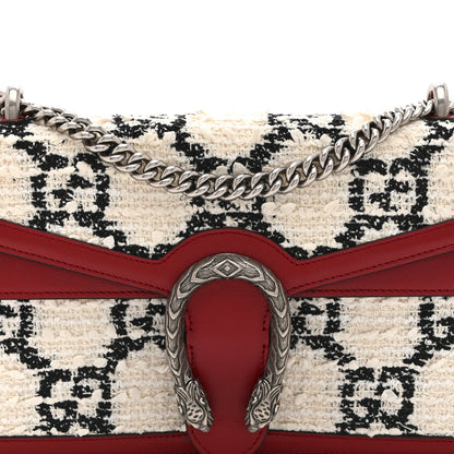 Gucci Tweed GG Monogram Small Dionysus Shoulder Bag White Black Romantic Cherry 9 of 11