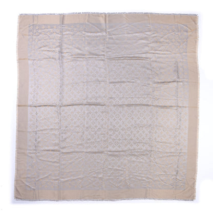 Louis Vuitton Silk Lurex Wool Monogram Shine Shawl Greige 1 of 3