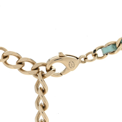 Chanel Metal Lambskin Lock Double Necklace Iridescent Blue 4 of 5