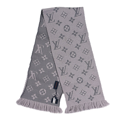 Louis Vuitton Wool Silk Logomania Scarf Pearl Grey 2 of 3