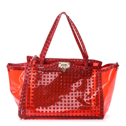 Valentino Garavani PVC Nappa Medium Rockstud Tote Red 1 of 9