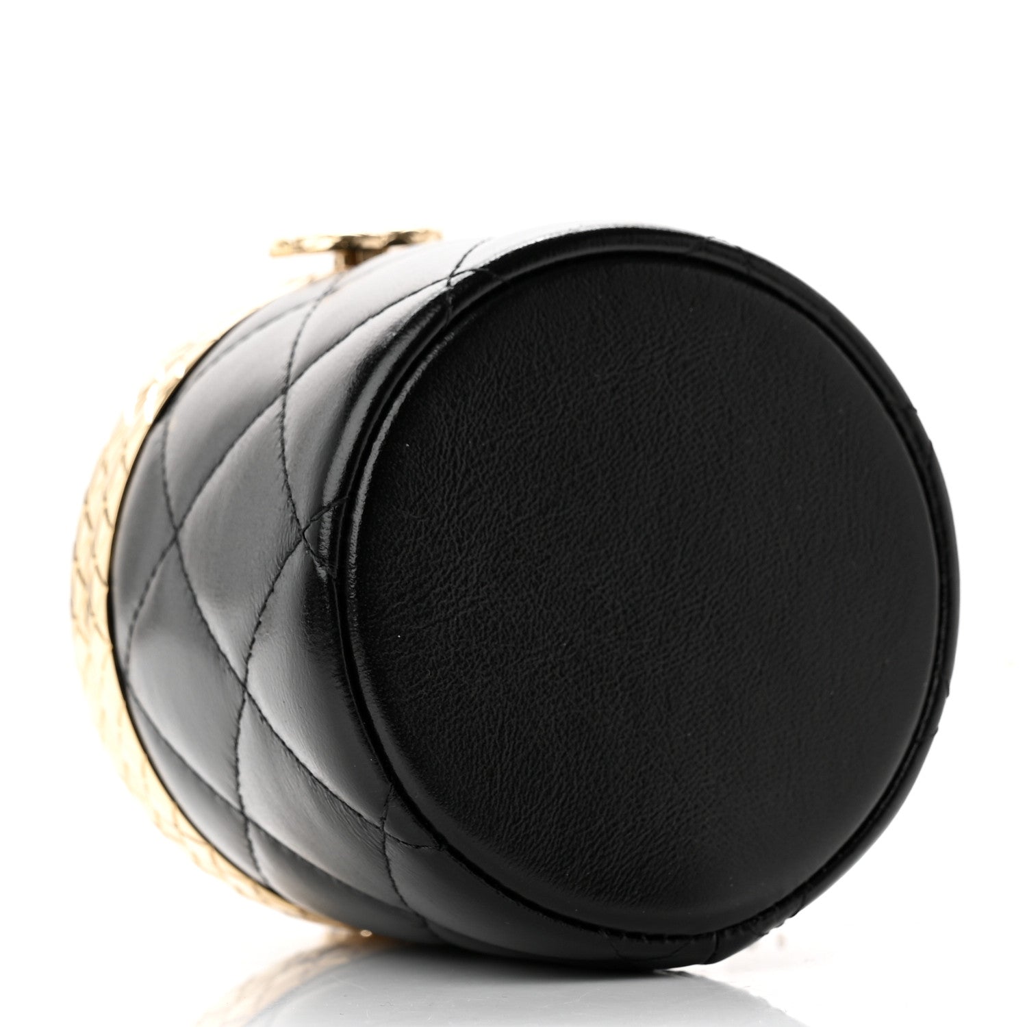 Chanel Metal Lambskin Quilted Mini Lock Frame Vanity Clutch Black 4 of 8