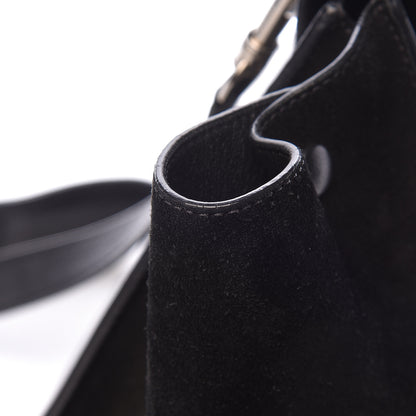 Celine Drummed Calfskin Suede Medium Trapeze Black 10 of 11