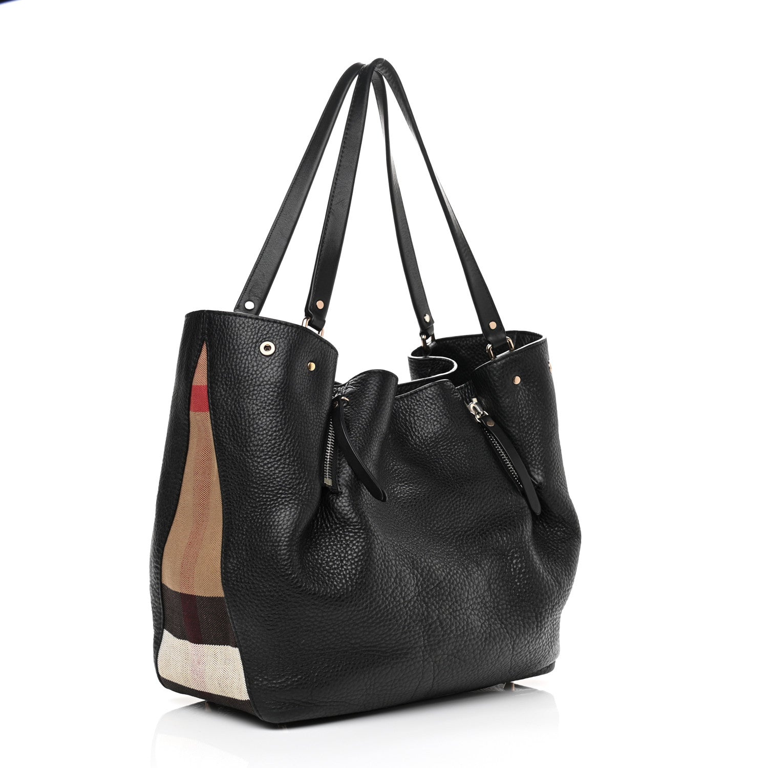 Burberry Grainy Calfskin House Check Medium Maidstone Black 3 of 13