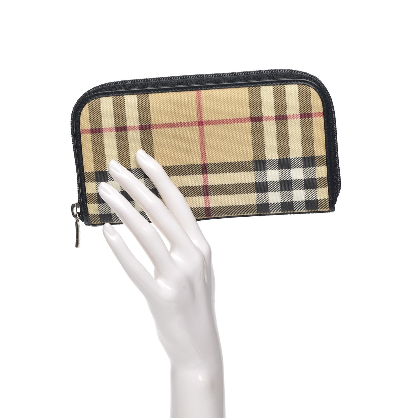 House Check Large Ziggy Zip Around Wallet Black