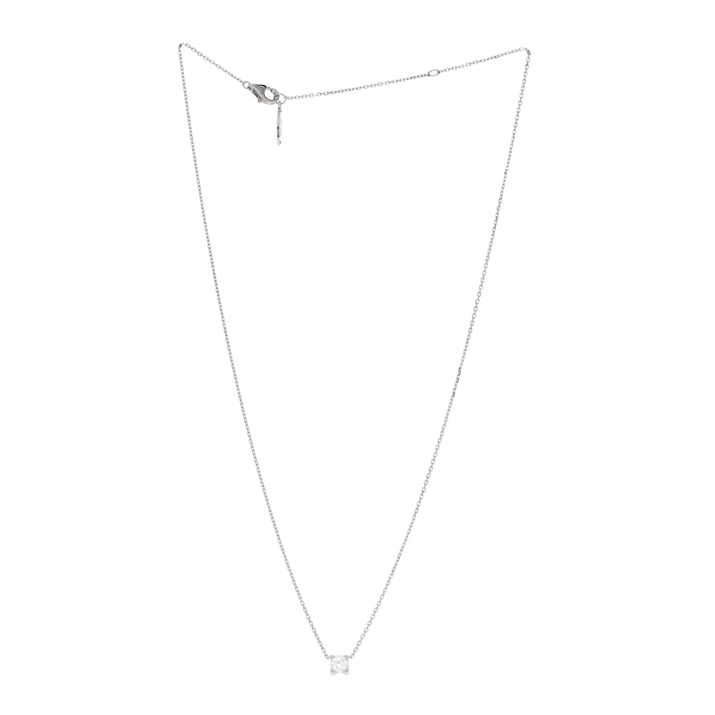 18K White Gold Diamond .33ct C De Cartier Pendant Necklace