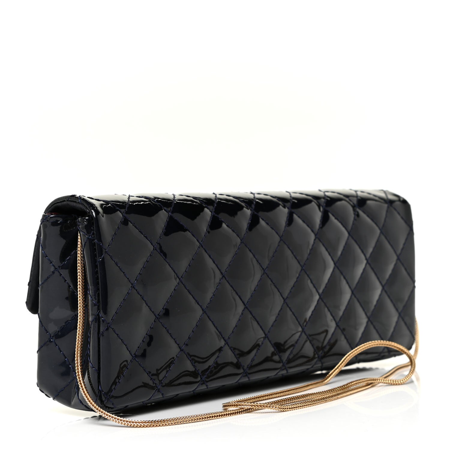 Chanel Patent Quilted 2.55 Reissue East West Clutch Navy Blue 3 of 14