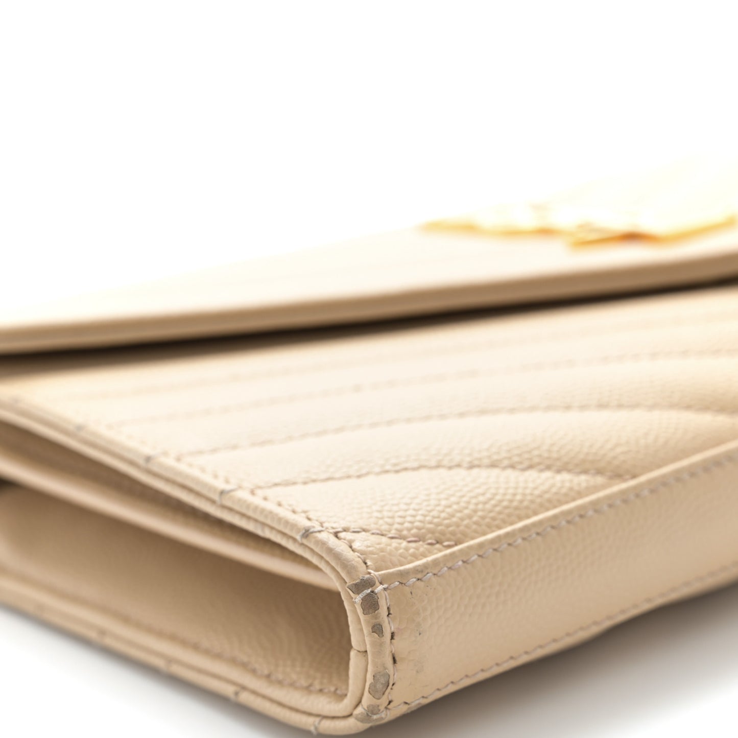 Grain De Poudre Matelasse Chevron Monogram Chain Wallet Nude Powder