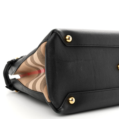 Burberry Derby Calfskin House Check Medium Banner Tote Black 12 of 15