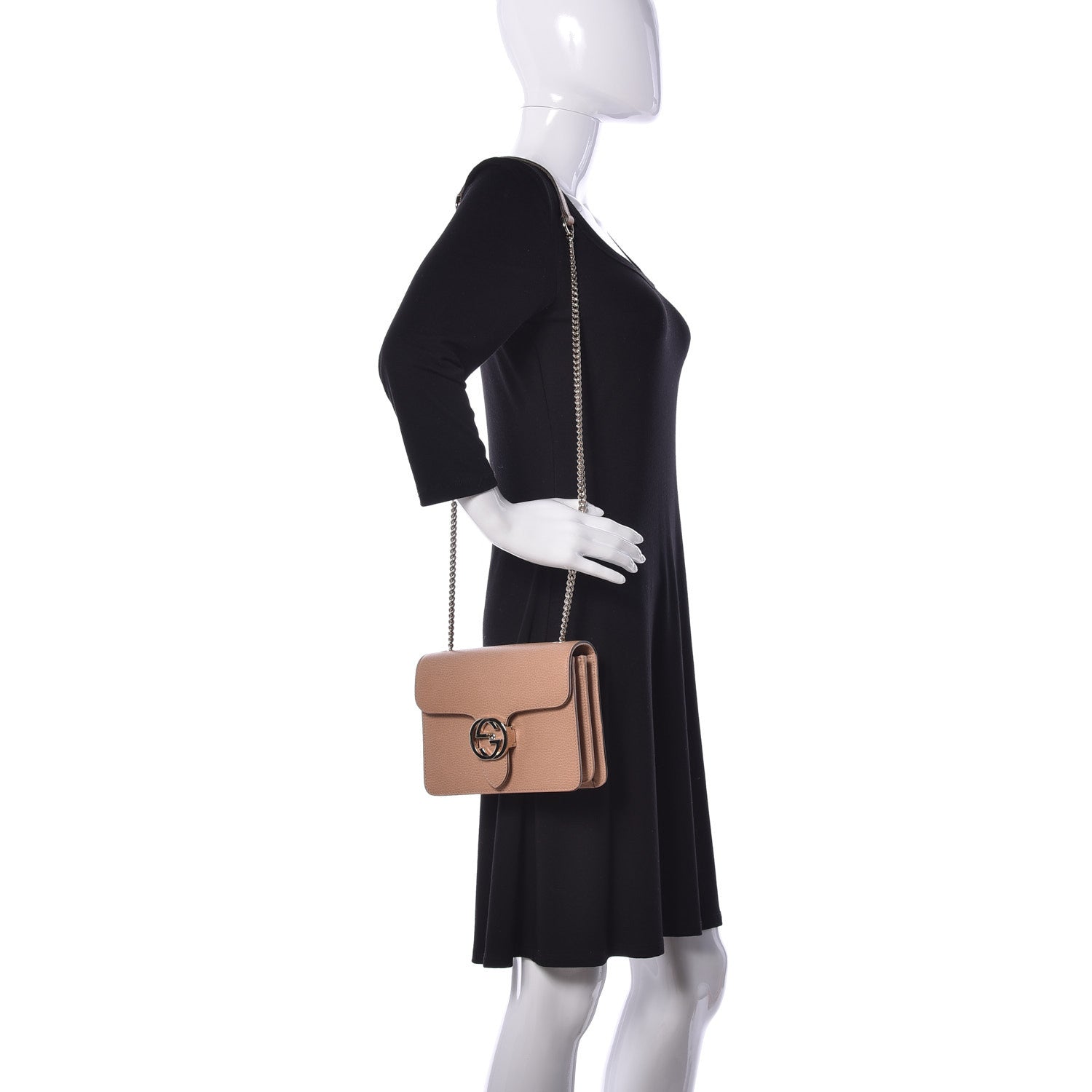 Gucci Dollar Calfskin Small Interlocking G Shoulder Bag Camelia 2 of 9