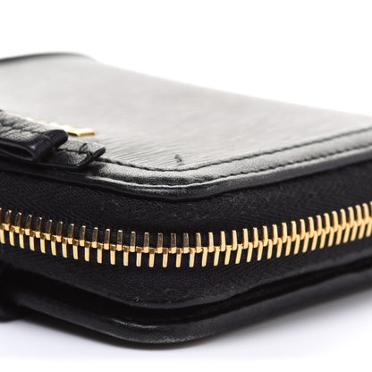 Prada Saffiano Compact Bow Zip Around Wallet Black 8 of 15