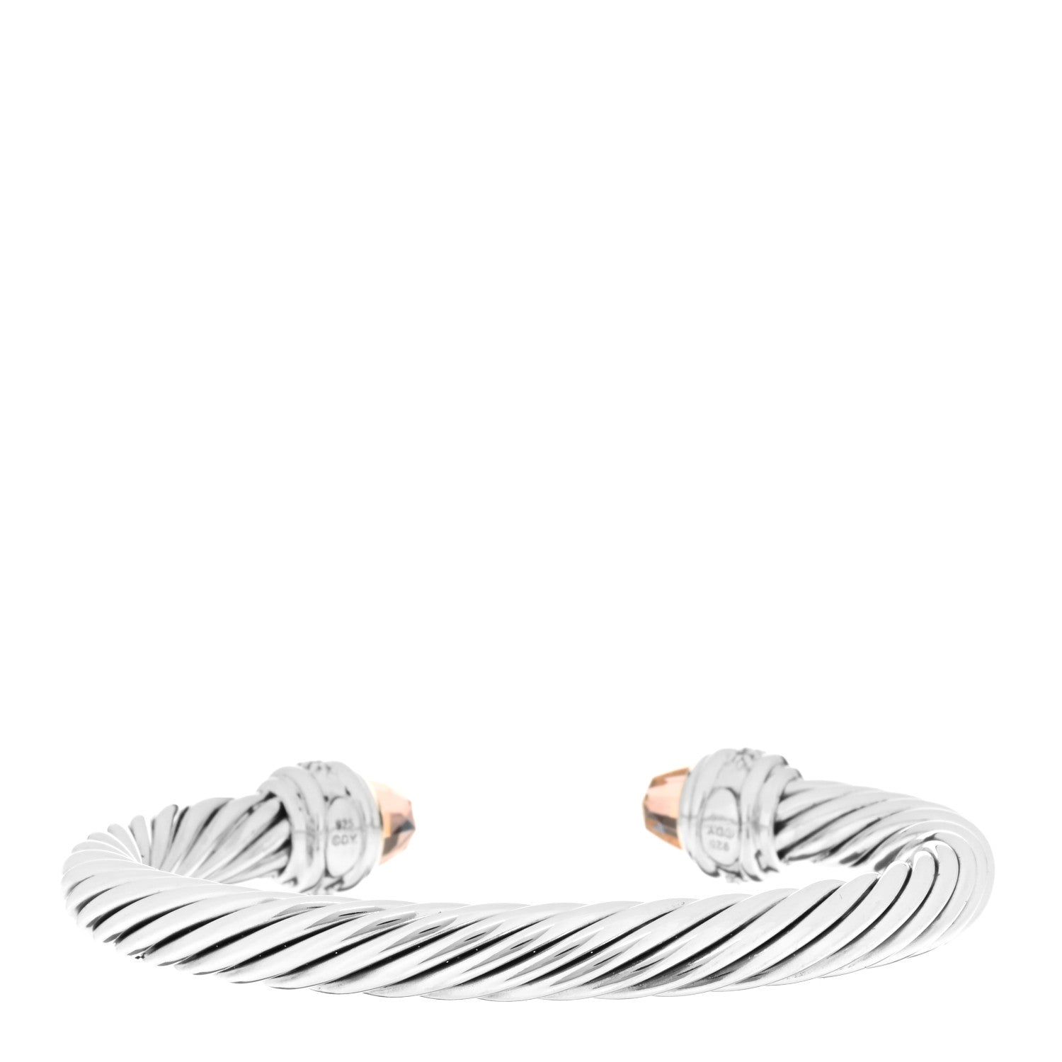 David Yurman Sterling Silver Diamond Morganite 7mm Cable Classics Bracelet 2 of 3