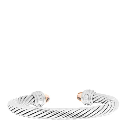 David Yurman Sterling Silver Diamond Morganite 7mm Cable Classics Bracelet 2 of 3