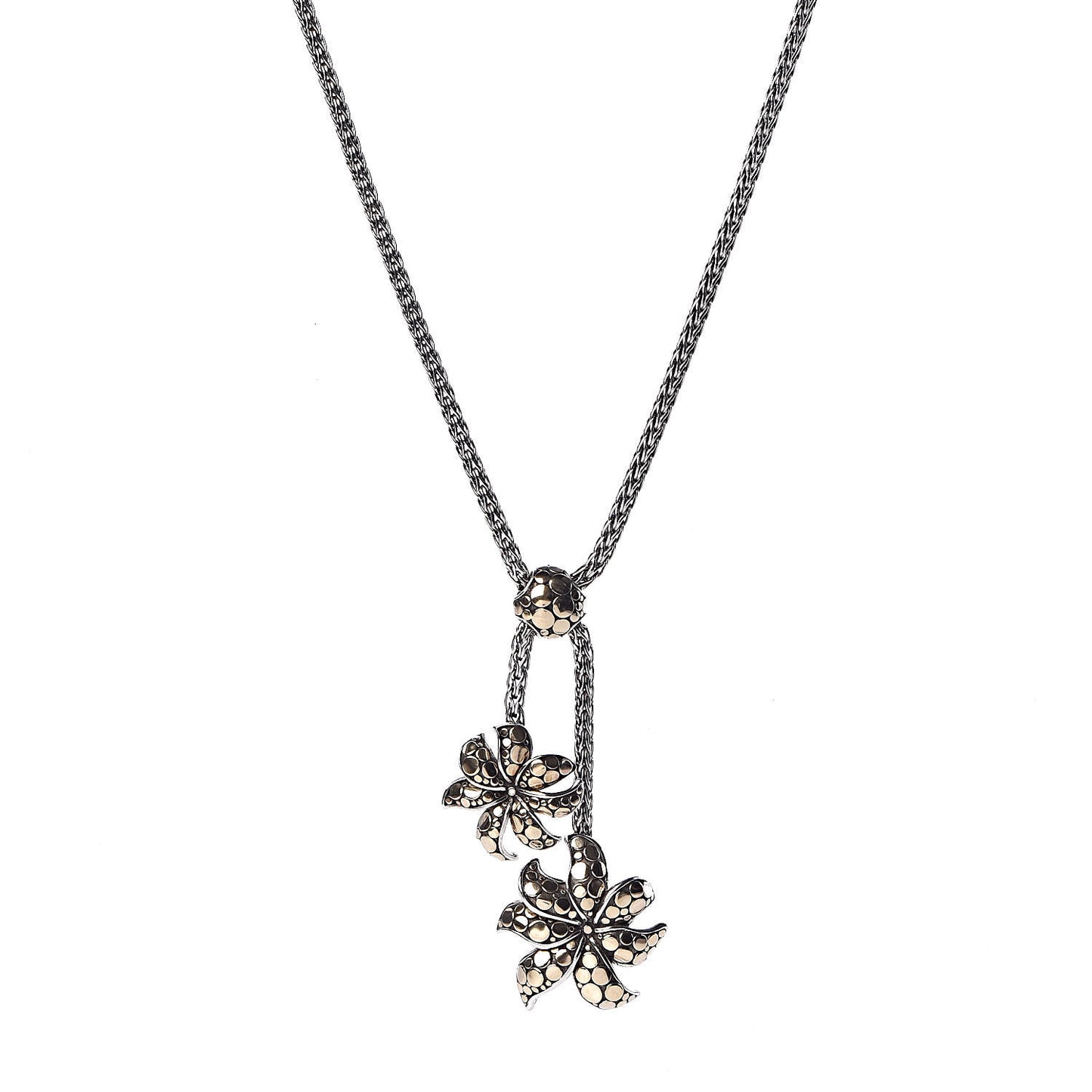 Sterling Silver 18K Yellow Gold Flower Pendant Necklace