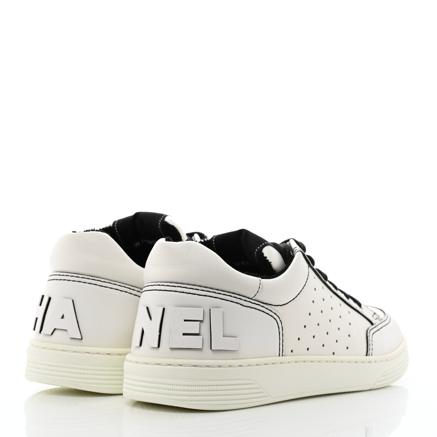 Calfskin Womens Logo Sneakers 39 White Black