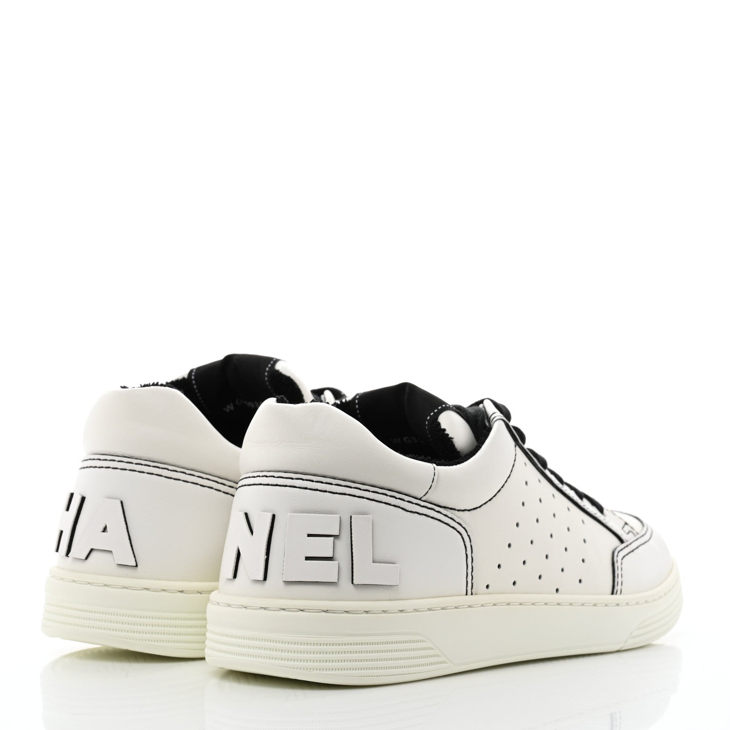 Chanel Calfskin Womens Logo Sneakers 39 White Black 4 of 9