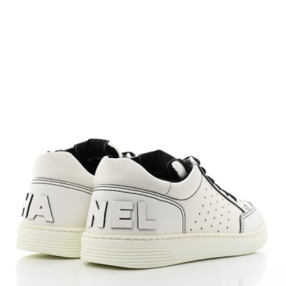 Chanel Calfskin Womens Logo Sneakers 39 White Black 4 of 9