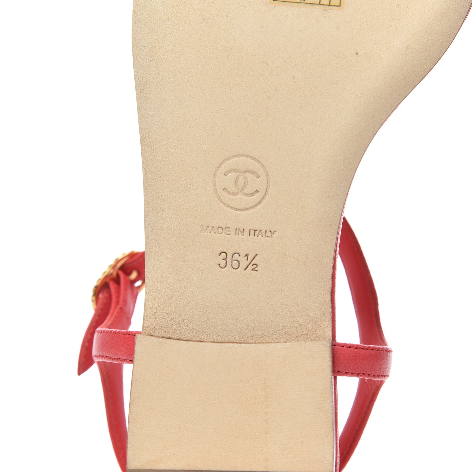 Chanel Lambskin Chain CC Logo Thong Sandals 36.5 Red 6 of 8