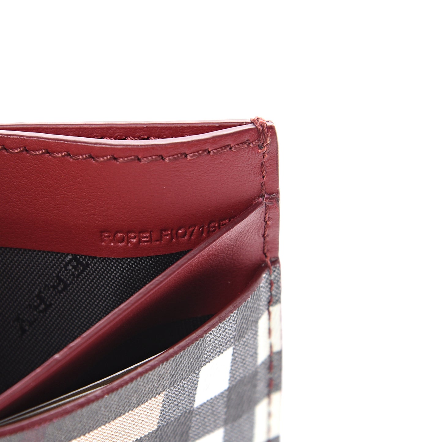 Smooth Calfskin Vintage Check Sandon Card Case Crimson