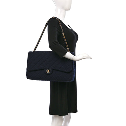 Chanel Jersey Quilted XL Jumbo Flap Navy 2 of 9