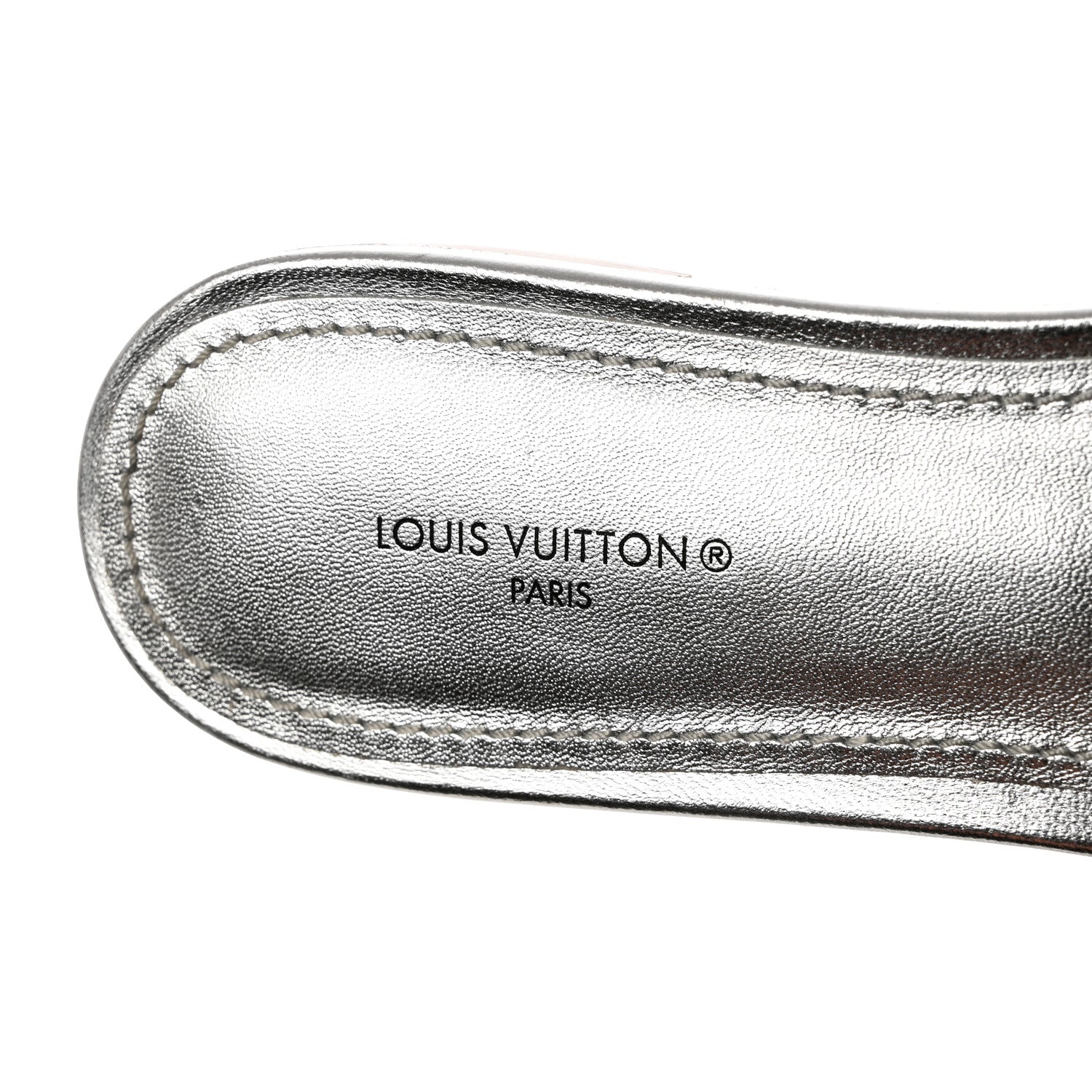 Louis Vuitton Metallic Lambskin Embossed Monogram Floral Revival Flat Mules 37 Silver 4 of 13
