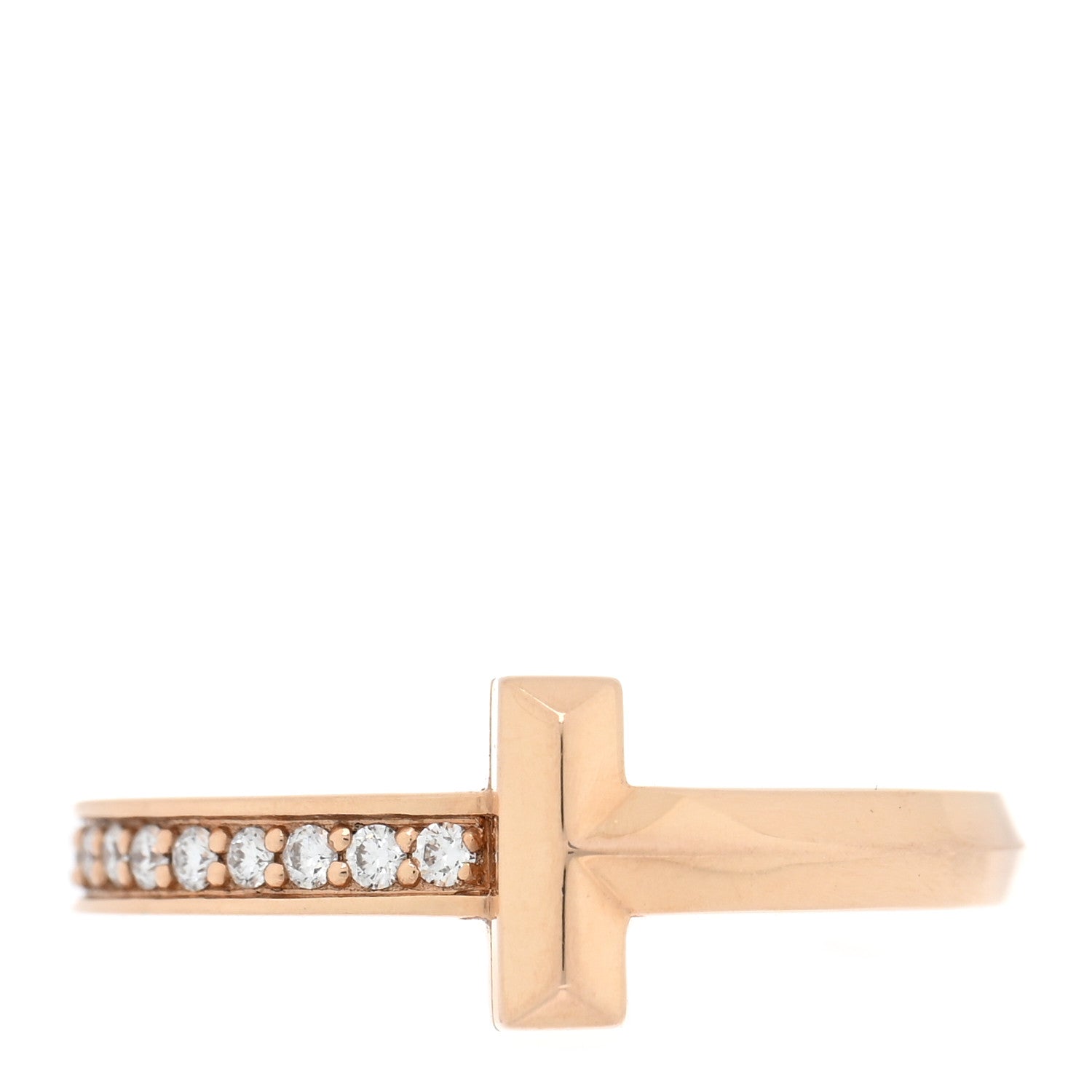 Tiffany 18K Rose Gold Diamond 2.5mm T T1 Ring 53 6.5 1 of 5