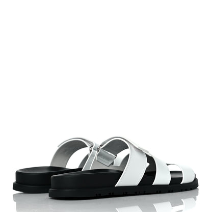 Hermes Calfskin Womens Chypre Sandals 37 White 4 of 8