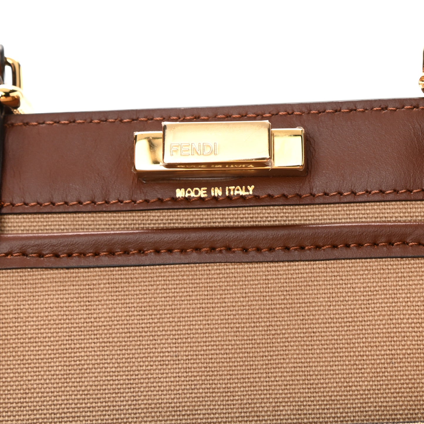 Canvas Vitello King FF Embroidered Medium Peekaboo X-Tote Sand Ghianda