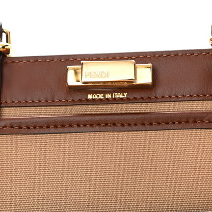 Fendi Canvas Vitello King FF Embroidered Medium Peekaboo X-Tote Sand Ghianda 6 of 12