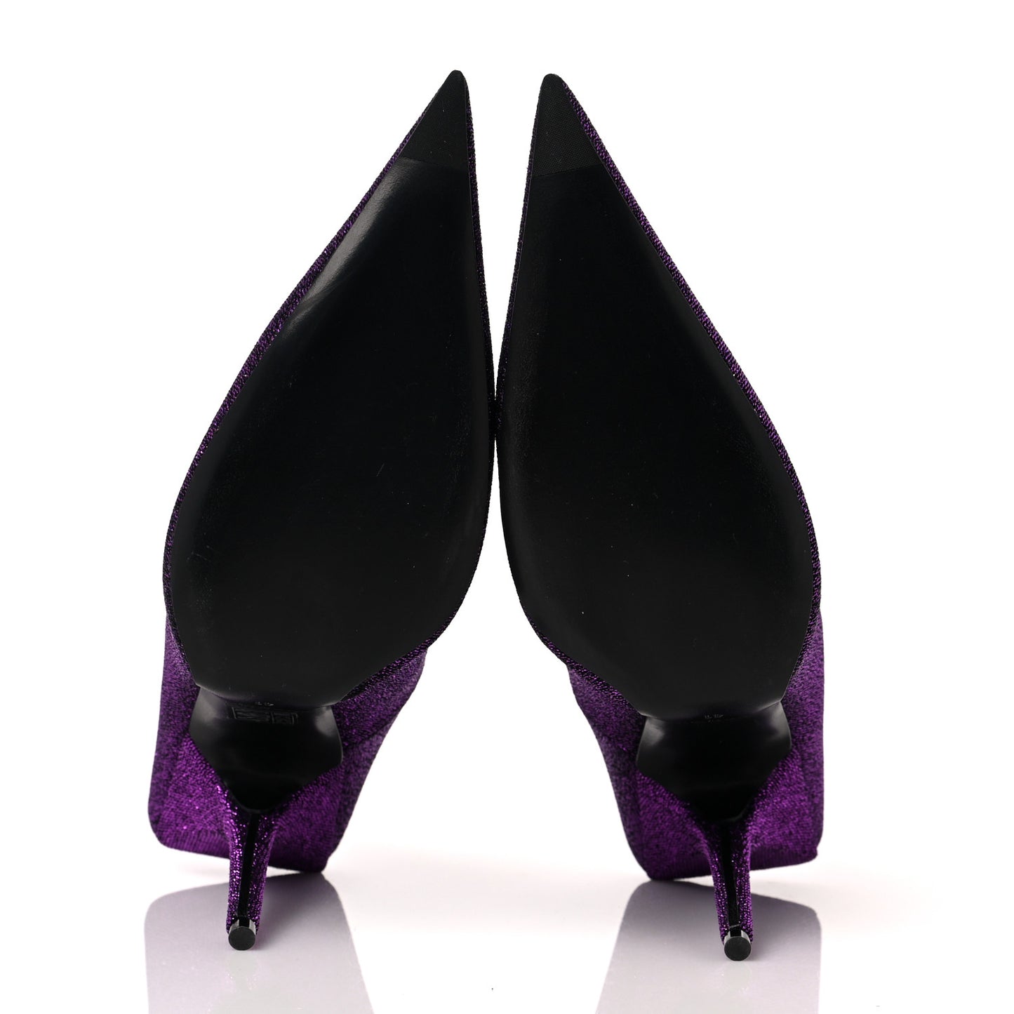 Shiny Fabric Square Knife 110mm Pumps 41 Purple